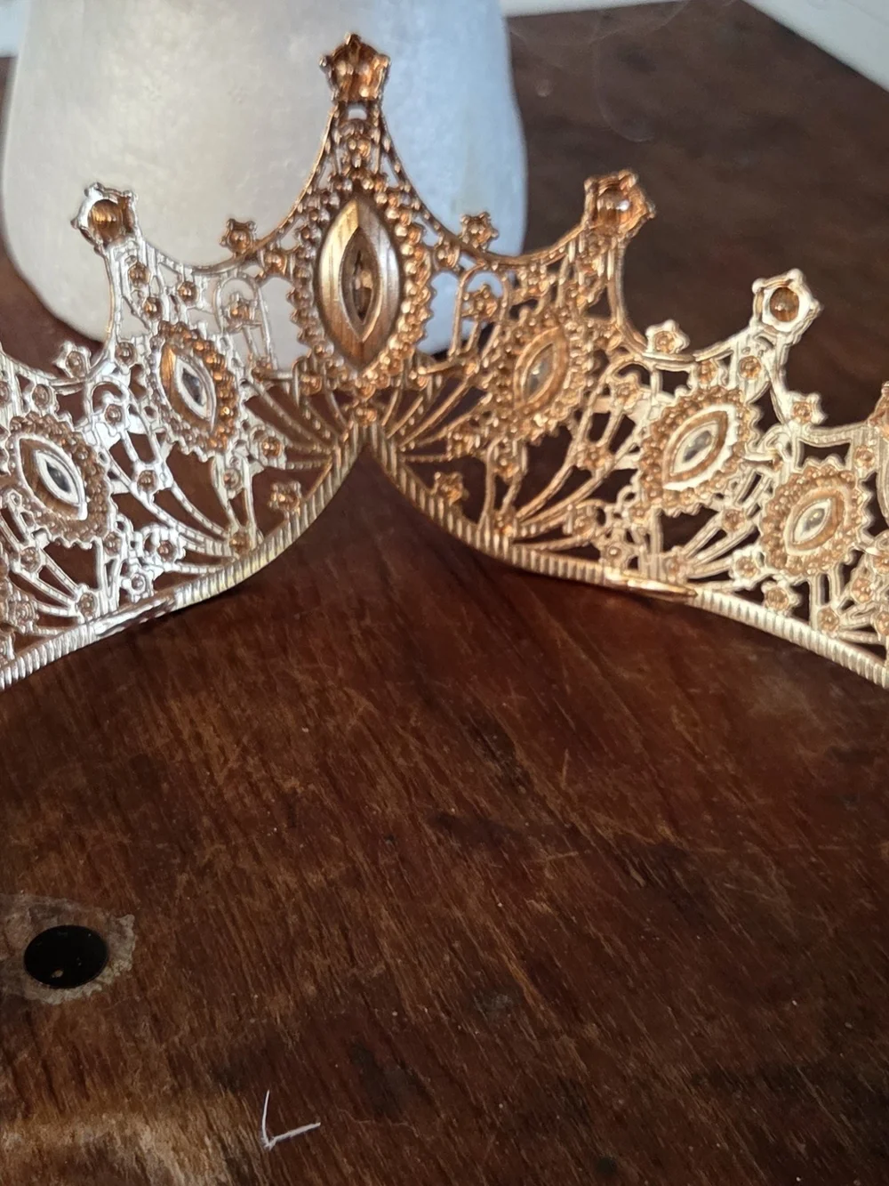 Rose Gold Jeweled Tiara Headpiece - Blonde Hair Accessory
